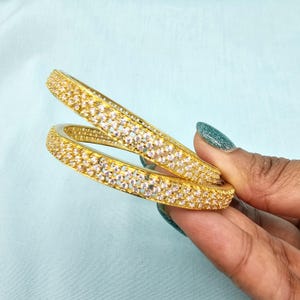 2.4 92.5 Silver bangles, CZ stones Bangles, white stone bangles, Silver bangles for brides, South Indian Jewelry