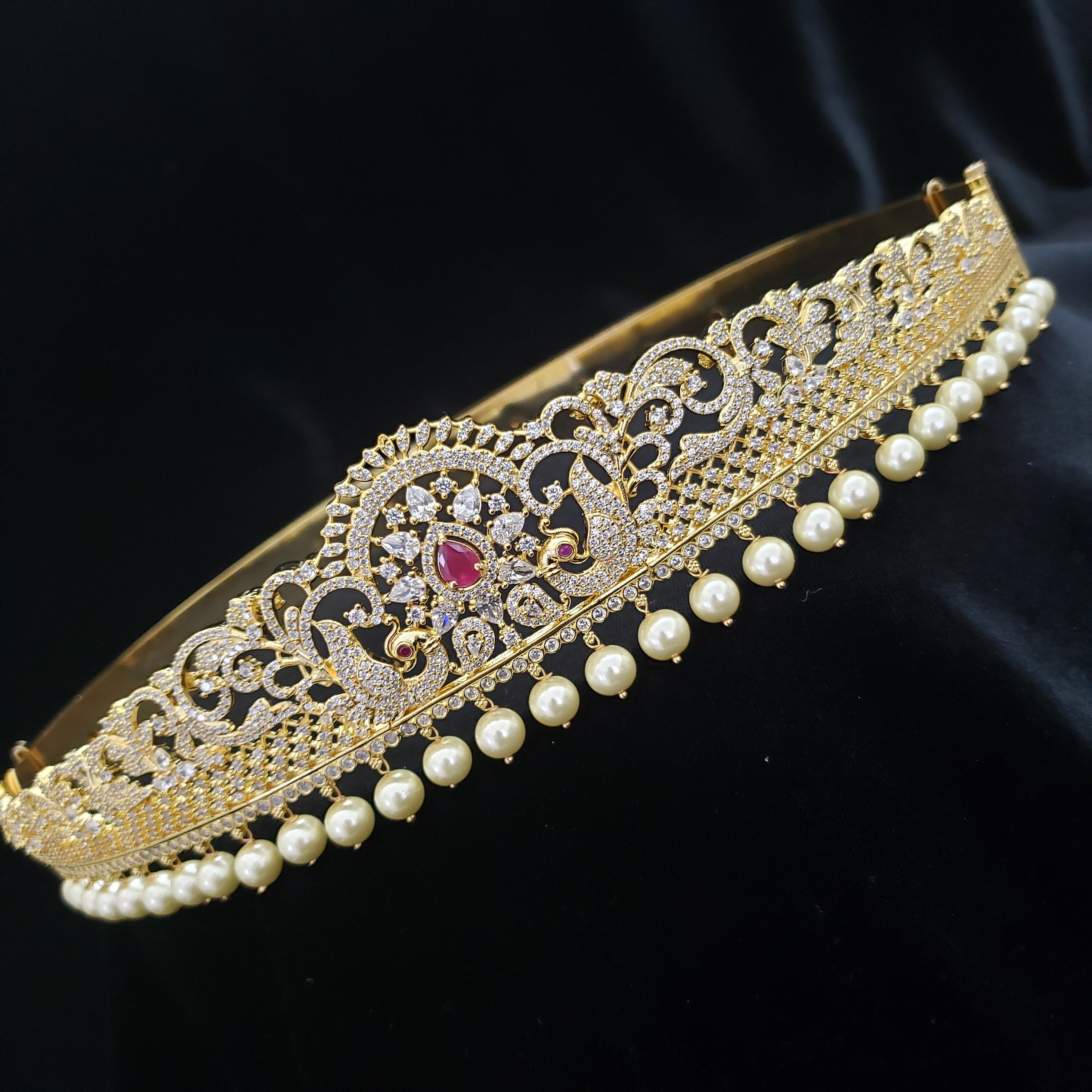 Adult Size Vaddanam Waist Belt With Gold Color Base on Front - Etsy