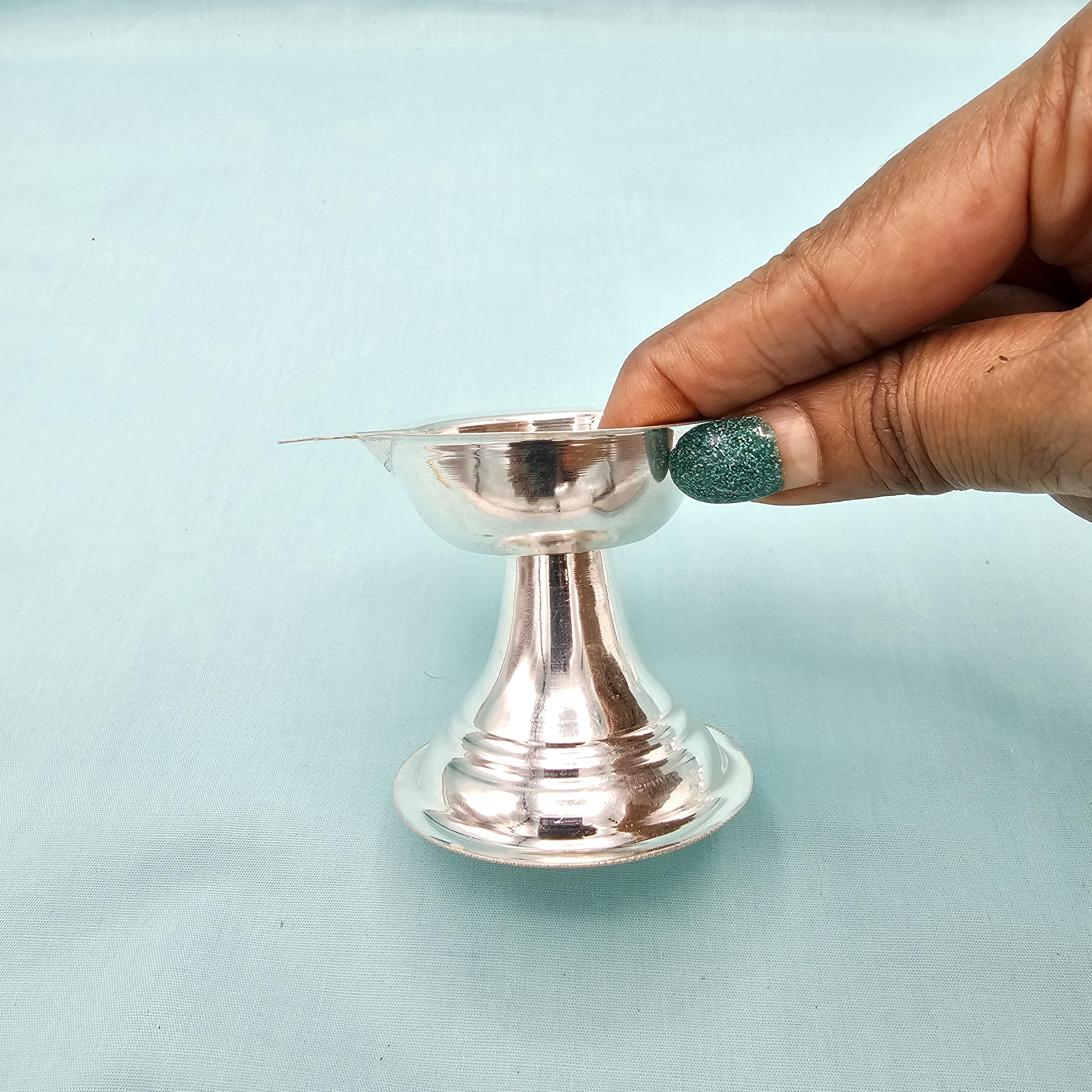 Pure Silver Diyas, Single Wick Deepam, Silver Deepam for Pooja, Silver ...
