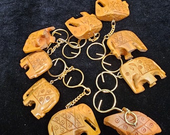 Handmade wooden elephant, Indian Handicrafts, Wooden gold color painted turtle keychain. gift item