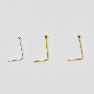 S.925 ノーズリング L字型 ノーズピン 1.5 mm ボール ノーズピアスジュエリー ノーズスタッド