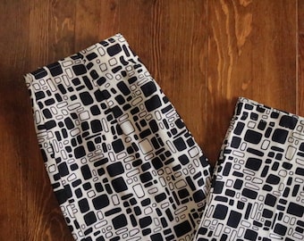 1960's Black & White Deadstock Mid Century Modern Print Trouser Pants