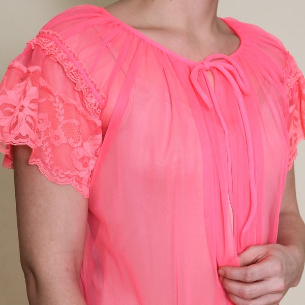 Neon Hot Pink Sheer Negligee Cover