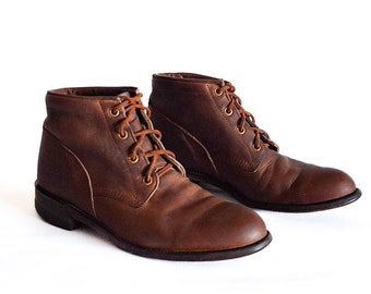 1970's Brown Leather Justin Western Lace Up Ankle Boots