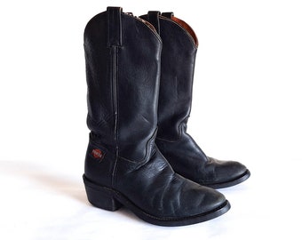 Vintage Harley-Davidson Black Leather Western Pointed Toe Boots