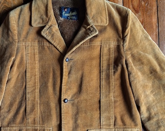 1960s Casualcraft Corduroy Ranch Coat Faux Fur Lined Workwear Jacket