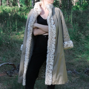 1970’s Reversible Full Length Animal Print Faux Fur Leopard Cheetah Raincoat Windbreaker Festival Jacket Vintage Outerwear Styled Sportowne