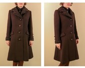 1950 s Chocolate Brown Boiled Wool and Persian Lamb Princess Cut Jacket
