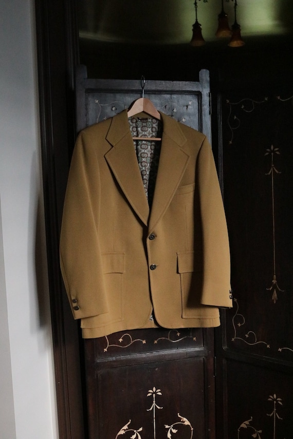 1970’s Golden Bear Yellow Double Knit Golf Blazer 