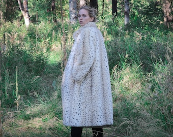 1970’s Reversible Full Length Animal Print Faux Fur Leopard Cheetah Raincoat Windbreaker Festival Jacket Vintage Outerwear Styled Sportowne