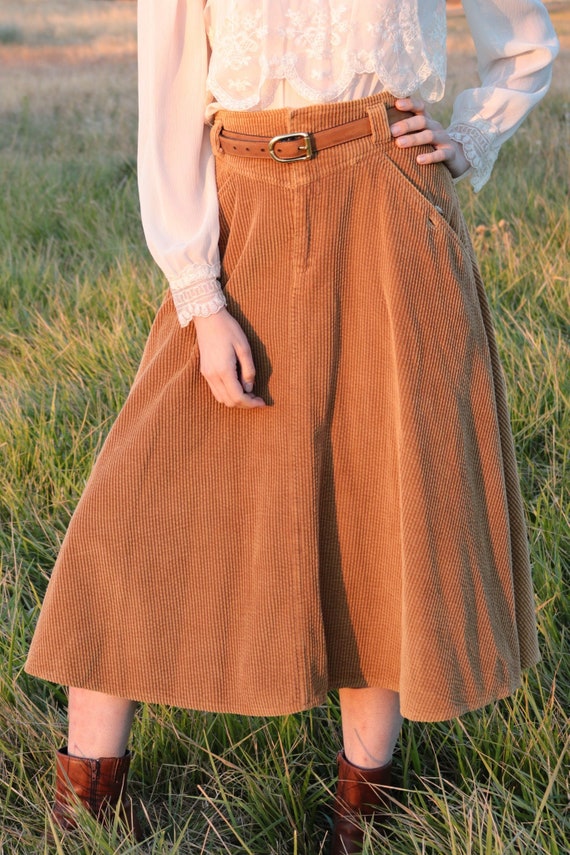 1970's Camel Corduroy Skirt with Pockets