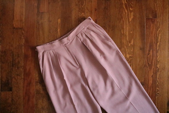 1980's Mauve Raw Silk Pleated Trouser Pants - image 1