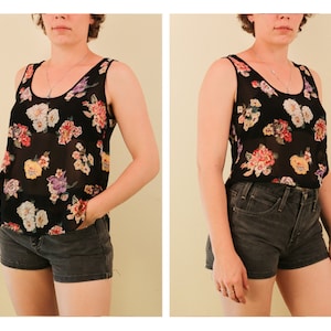 1990’s Black Mesh Floral Tank Top