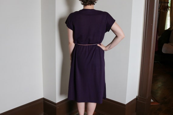 1970's Purple Sheer Short Sleeve Dress - image 2