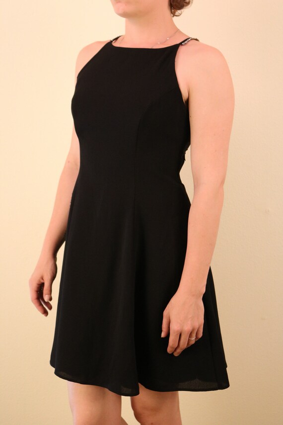 1990’s Little Black Dress With Rhinestone Straps … - image 5