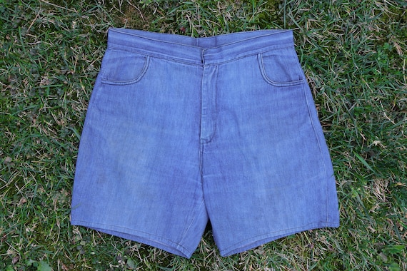 1980's Soft Cotton Denim Mid Rise Shorts - image 1