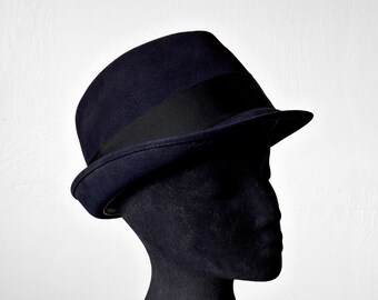 1960's Stetson Royal "Playboy" Navy Blue Wool Felt Fedora 7 1/8