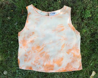1990's Pastel Orange Tie Dye Crop Tank Top