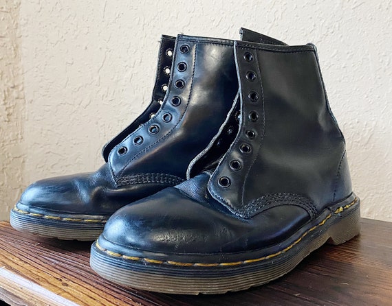 1990's Black Doc Marten Combat Boots - Made in Eng