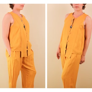 1970’s Mustard Viscous Two Piece Set Filles Des Sables French Made in France Classy Chic Modern