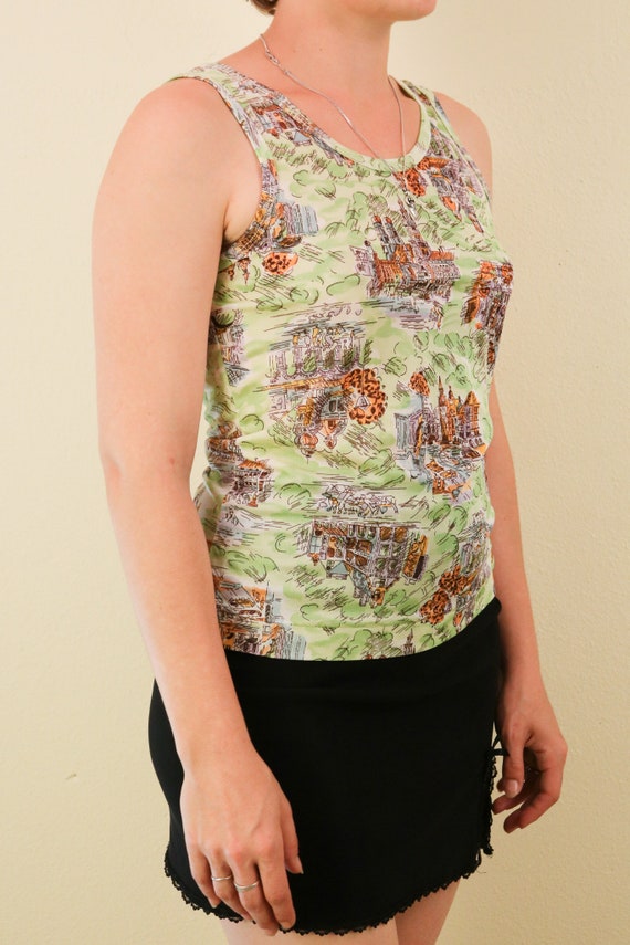 50’s Mint Green Novelty Print Tank Top - image 3