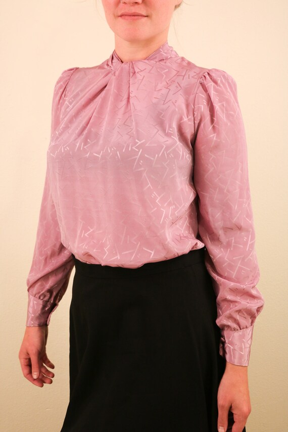 1980’s Vintage Pink Purple Mauve Abstract Brocade… - image 5