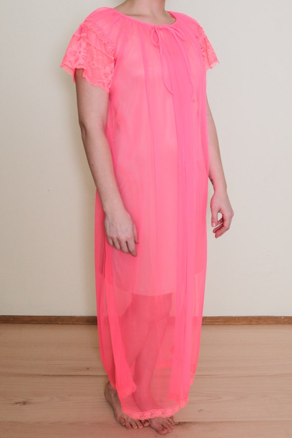 Neon Hot Pink Sheer Negligee Cover - image 2