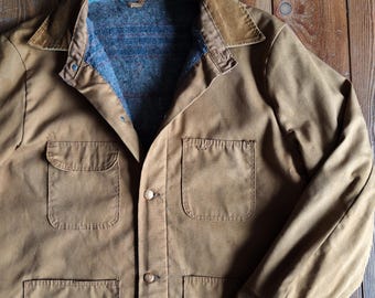 Vintage 1970s Blanket Lined Workwear Chore Coat