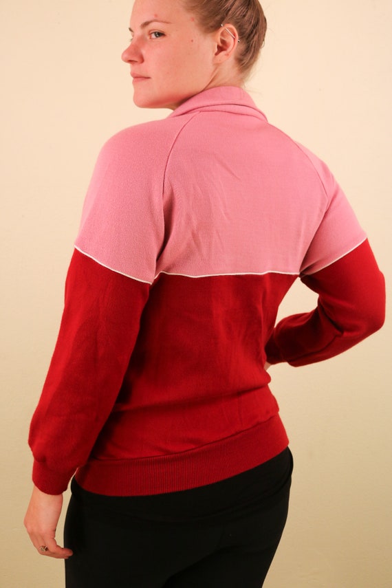 1980’s Vintage Red and Pink Athletic Track Jacket… - image 4