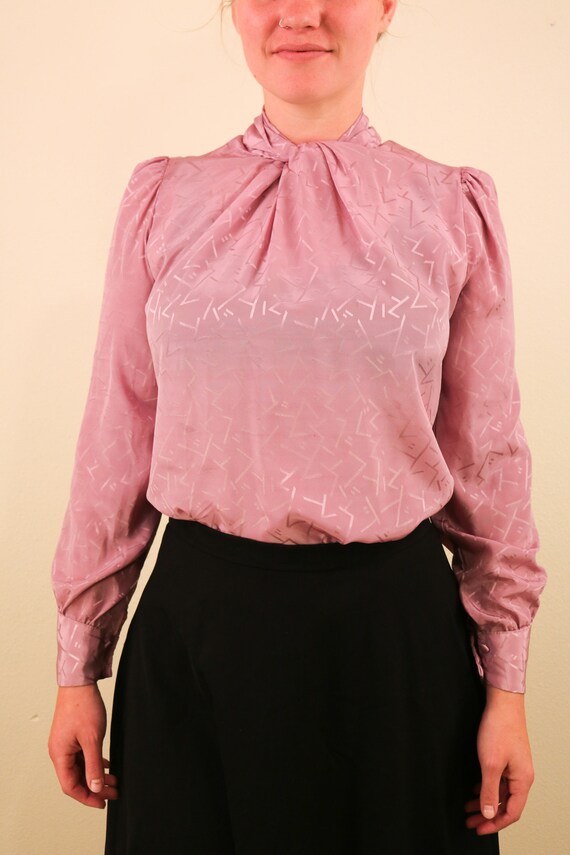 1980’s Vintage Pink Purple Mauve Abstract Brocade… - image 2