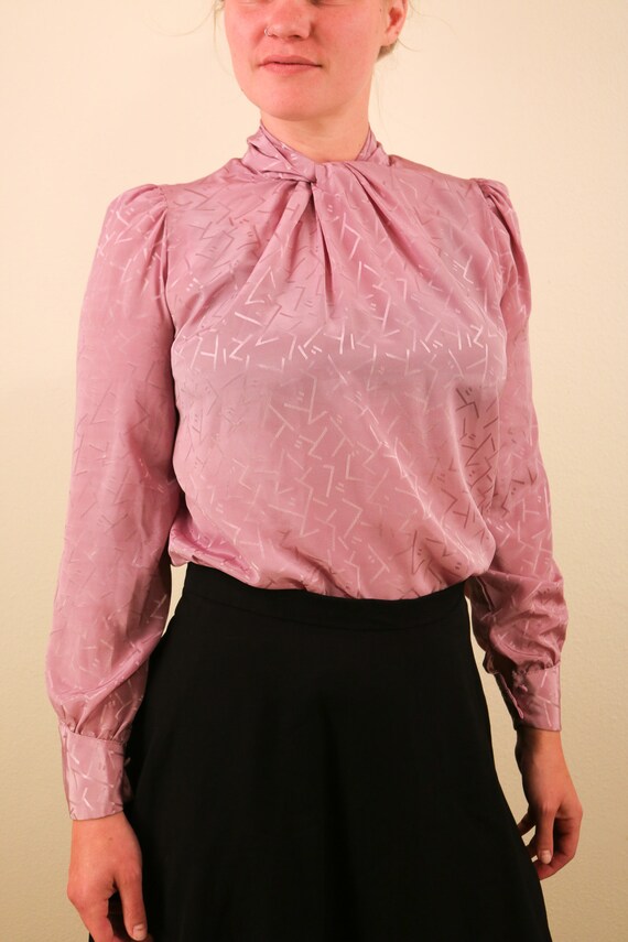 1980’s Vintage Pink Purple Mauve Abstract Brocade… - image 3