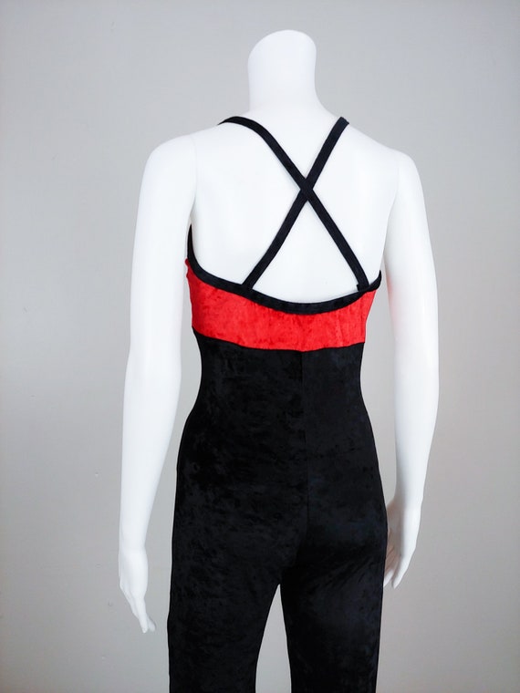 Vintage 90's Velour Velvet Black and Red Dancer C… - image 2
