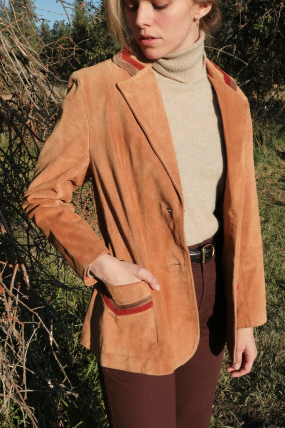 1970's Tan Three Tone Classic Suede Jacket with C… - image 2