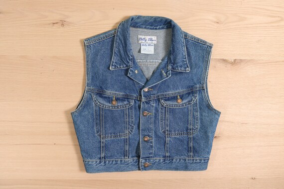 1990's Cropped Blue Denim Jean Vest