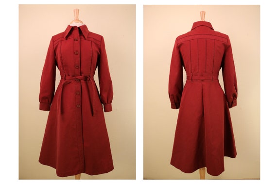 Vintage 1970's Vintage Deep Red Fitted Canvas Tren