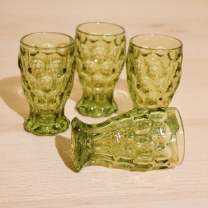 Set of 4 Small Green Imperial Glass Juice Tumblers Provincial Pattern