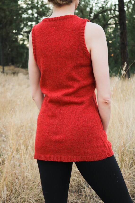 1970's Burnt Orange Wool Knit Tunic Sleeveless Ve… - image 3