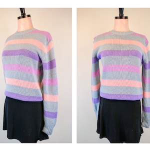 80’s Vintage Prep ‘Abercrombie & Fitch’ Pastel Striped Knit Sweater
