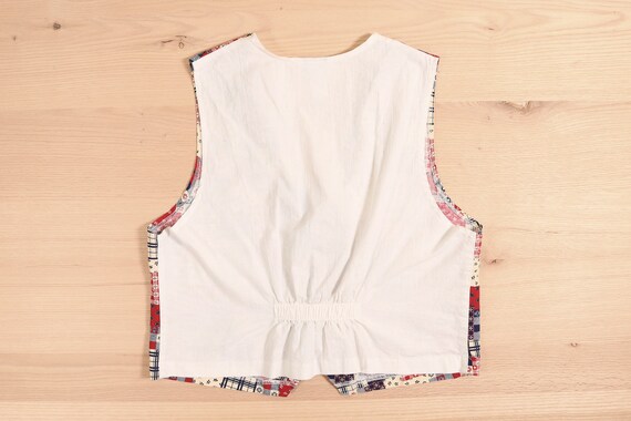 1990's Red, White & Blue Patchwork Pattern Vest - image 2