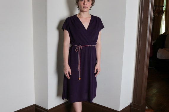 1970's Purple Sheer Short Sleeve Dress - image 1