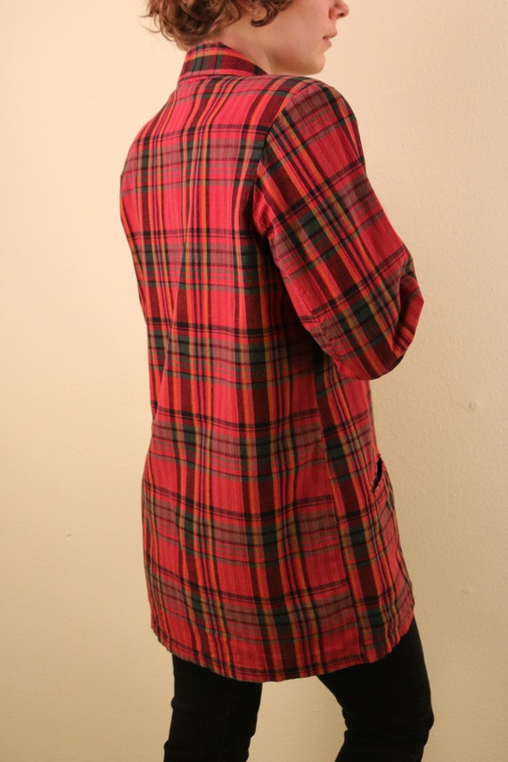 80’s Unisex Red Perfect Plaid Cotton Blazer - image 5