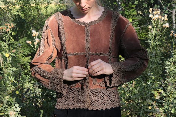 Suede And Crotched Cardigan Jacket