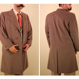 1940’s 1950’s Men’s Brown Wool Overcoat Hickey Freeman Mens Menswear Vintage Big and Tall 48R