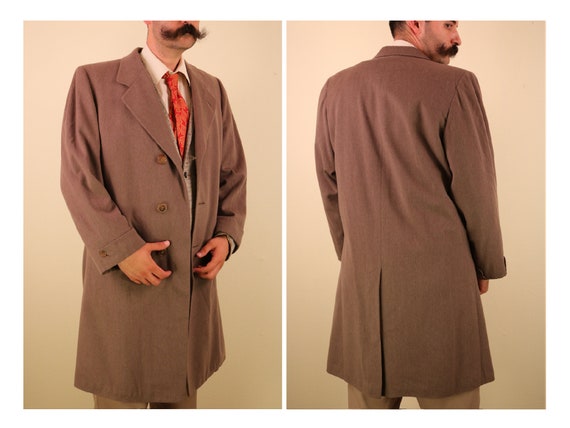 1940’s 1950’s Men’s Brown Wool Overcoat Hickey Fr… - image 1