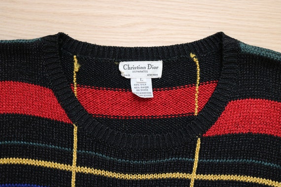 1980’s Vintage Plaid Silk Knit Christian Dior Des… - image 2