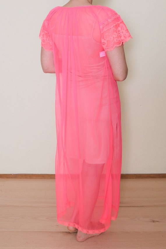 Neon Hot Pink Sheer Negligee Cover - image 3