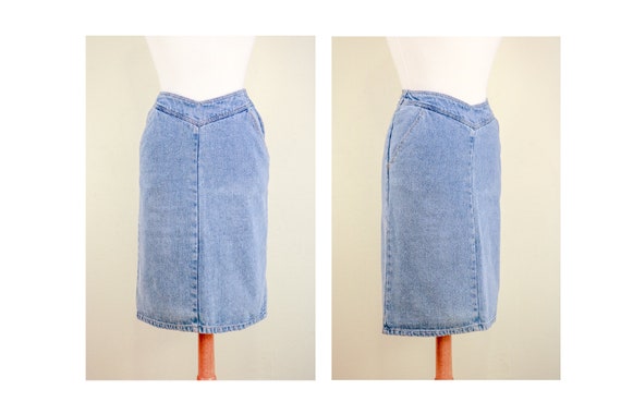 80’s Light Denim Pencil Skirt - image 1