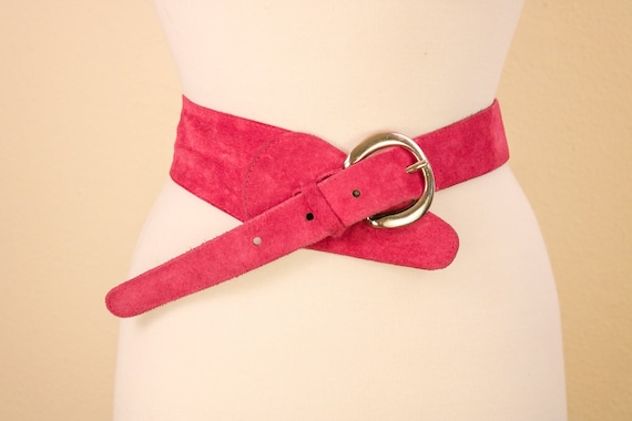 80's Statement Belt Pink Suede and Solid Brass