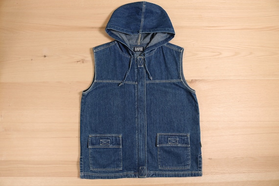 1990's Bill Blass Denim Hooded Vest