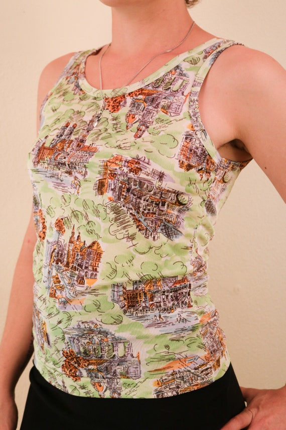 50’s Mint Green Novelty Print Tank Top - image 6